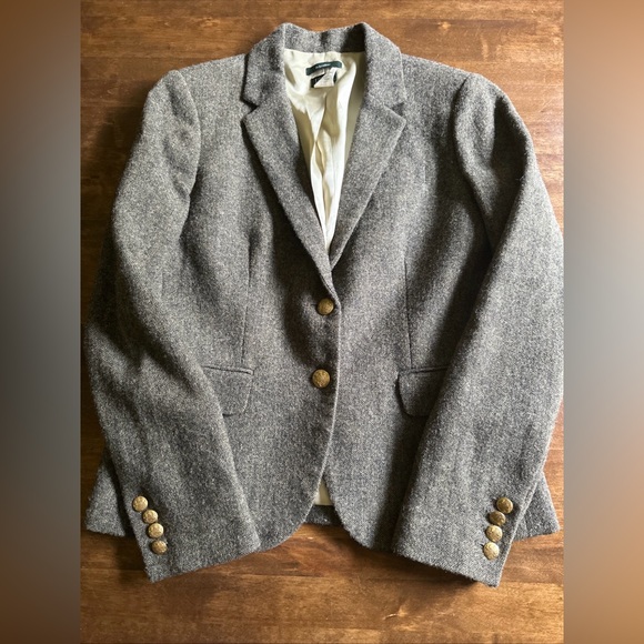 J Crew Schoolboy Blazer Wool Blend Preppy Academia School Gold